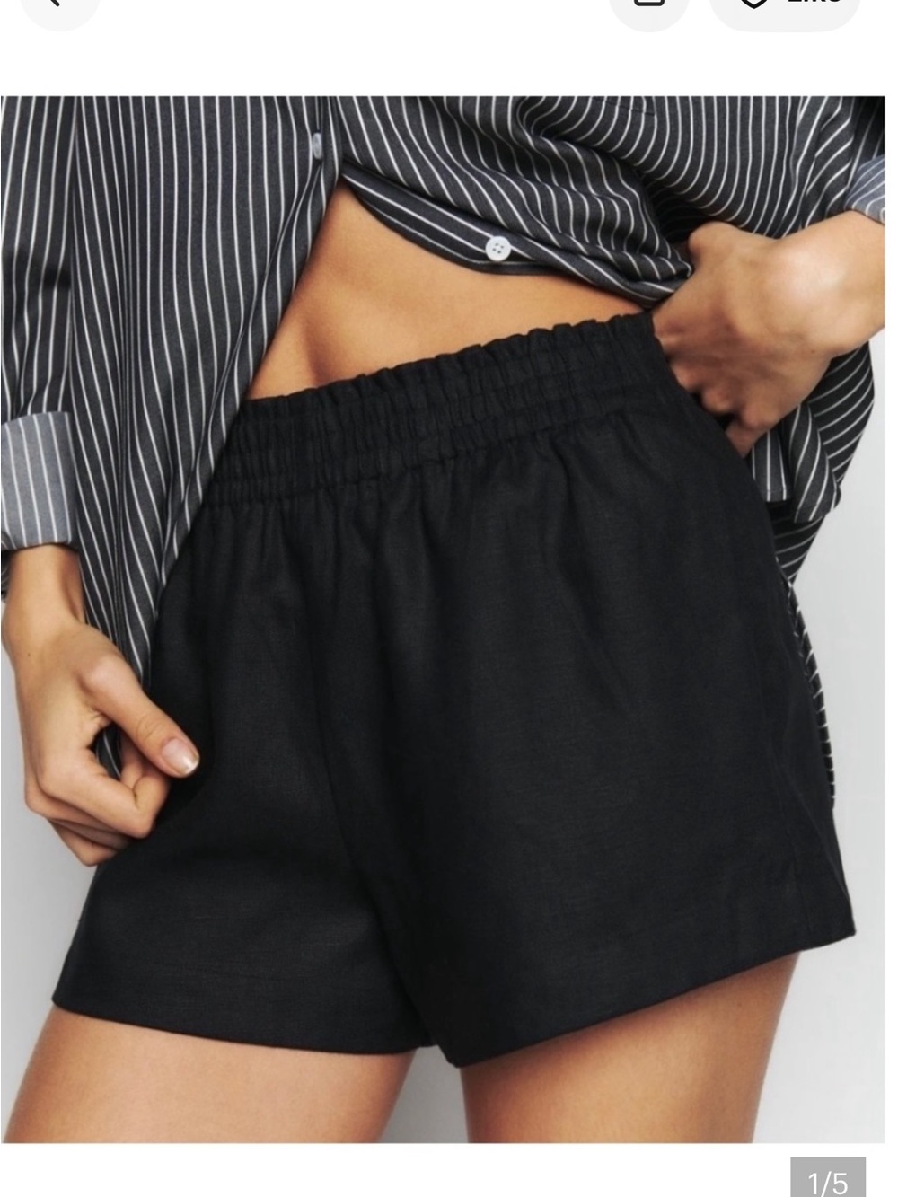 NWOT Reformation Nashville Linen Pull on Shorts in Black